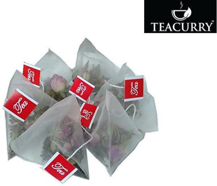 TEACURRY Empty Pyramid Food Grade Nylon Tea Bags with Strings