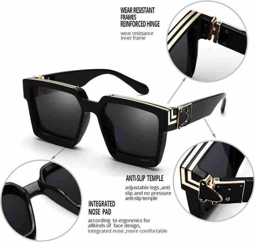 Buy elegante Retro Square Sunglasses Black For Men & Women
