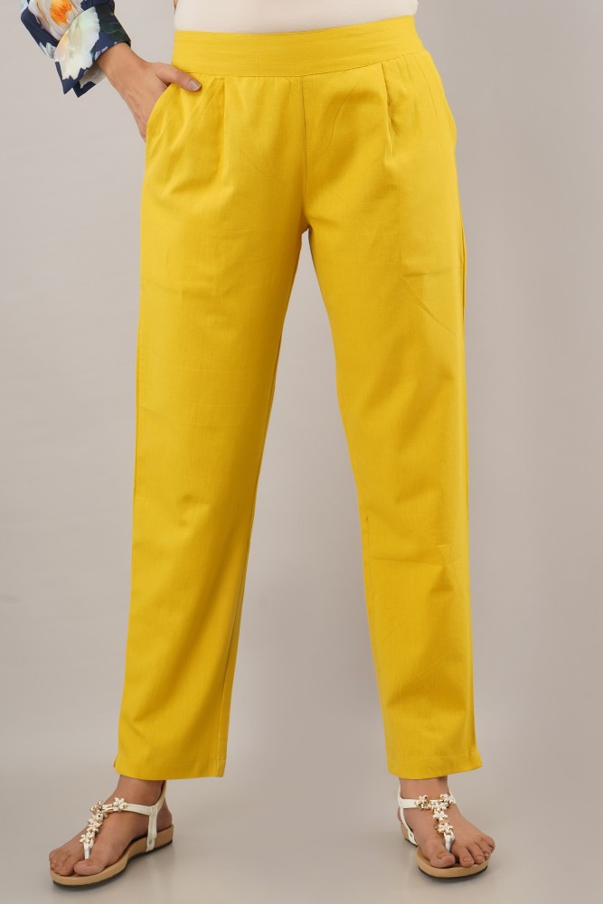 POPWINGS Relaxed Women Yellow Trousers  Buy POPWINGS Relaxed Women Yellow  Trousers Online at Best Prices in India  Flipkartcom