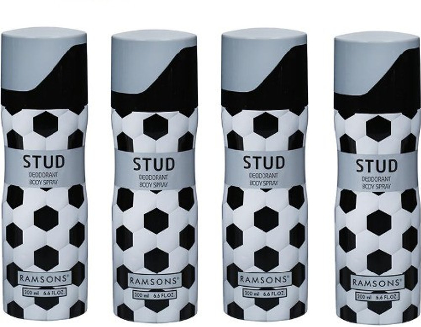 RAMSONS Stud Apparel Perfume 200 ml each Pack of 4 Deodorant