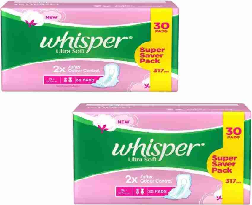 Whisper ULTRA SOFT PINK 30 XL+ EACH PACK OF 2 Sanitary Pad, Buy Women  Hygiene products online in India