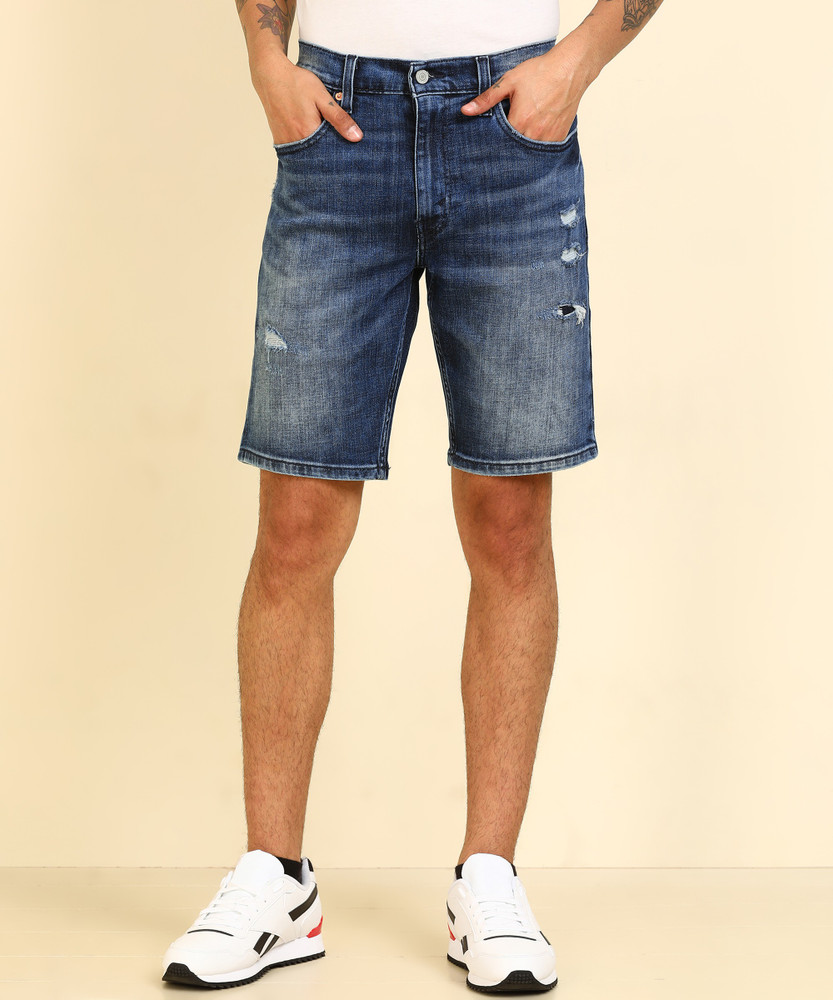 LEVI S Solid Men Blue Denim Shorts Buy LEVI S Solid Men Blue