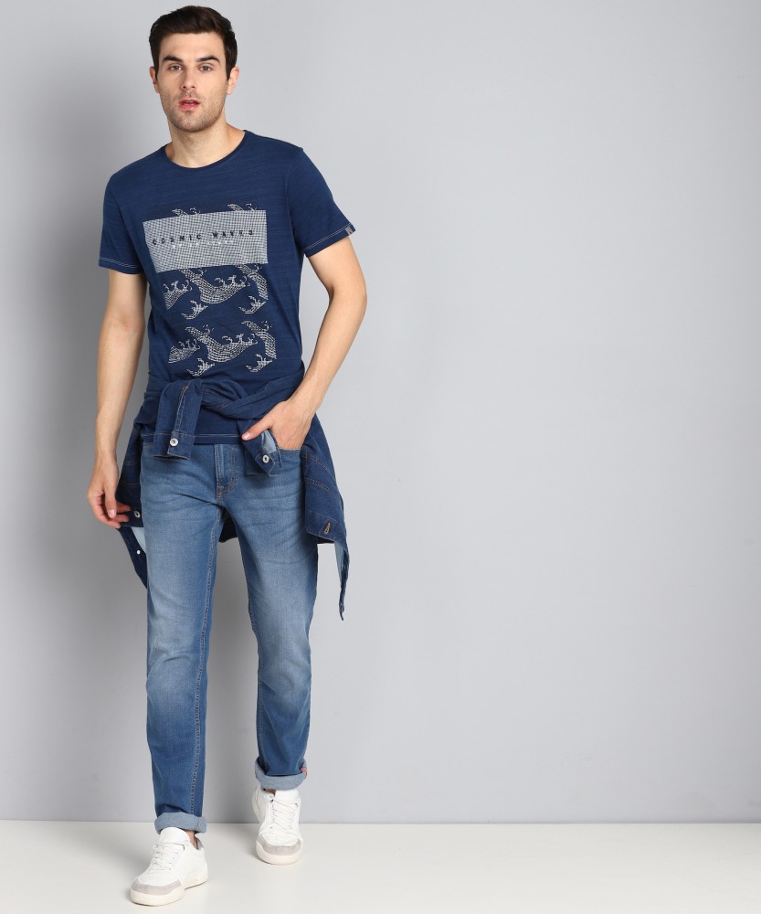 Buy Louis Philippe Blue T-shirt Online - 214937