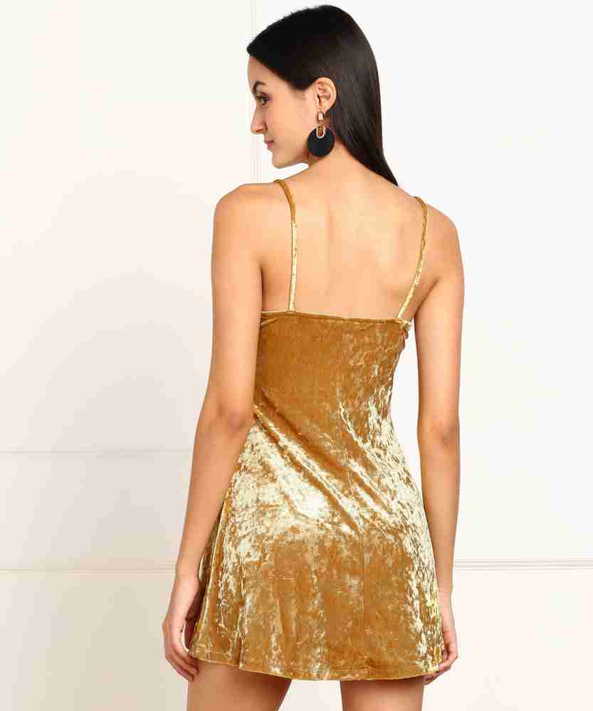 FOREVER 21 Women A line Gold Dress Buy FOREVER 21 Women A line
