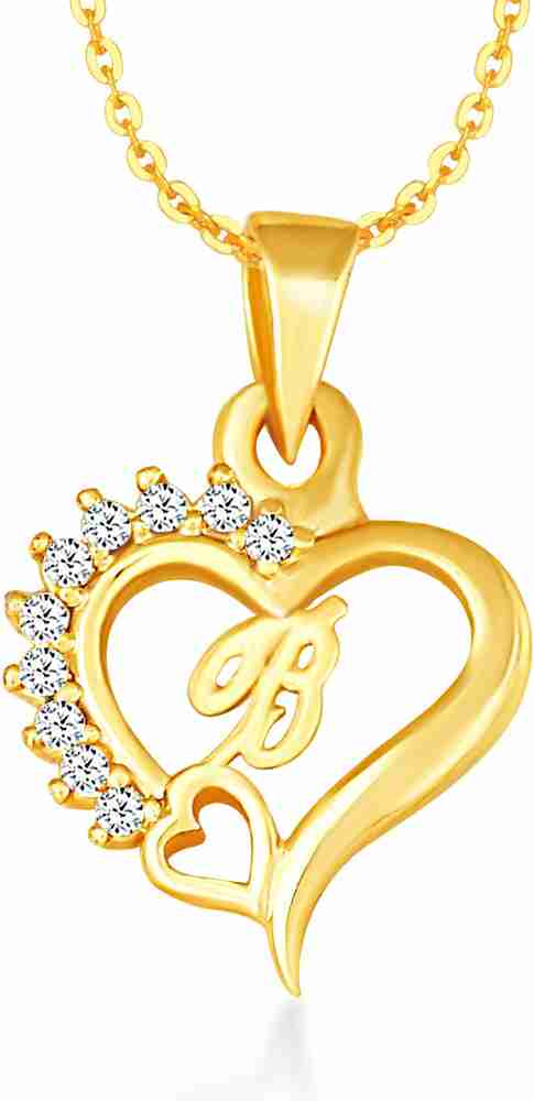 Kanak Jewels Heart In Heart Letter B Letter Gold Plated Alloy for