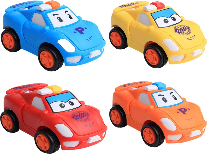 Toyvala Set of 4 Friction Powered Cartoon Cars Car Toy Push and Go