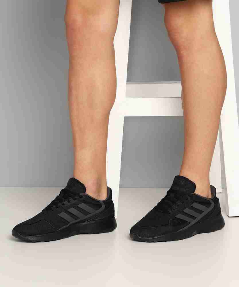 Adidas black sports shoes on sale