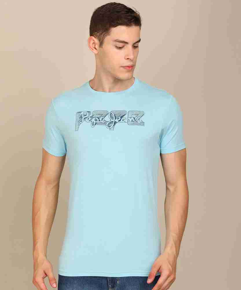 Pepe Jeans Graphic Print Men Round Neck Blue T-Shirt - Buy Pepe Jeans  Graphic Print Men Round Neck Blue T-Shirt Online at Best Prices in India