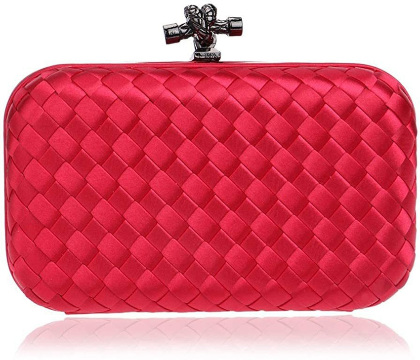 Red designer clutch bag discount