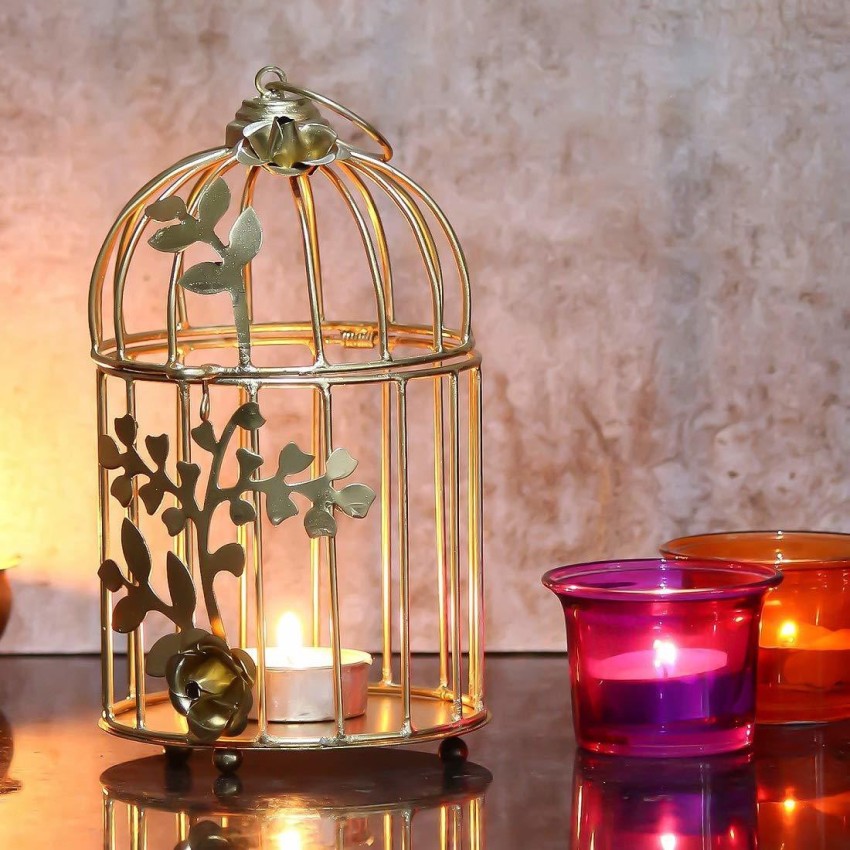 Brass tealight candle holder with 3 Birds top