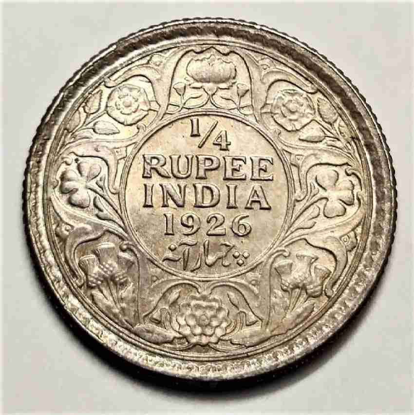 Aranyak Hobby British India 1/4 Rupee 1926 King George V 2.92g