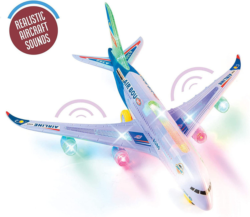 Toyvala Musical AeroPlane Airbus Bump Go Action Toy with Sound