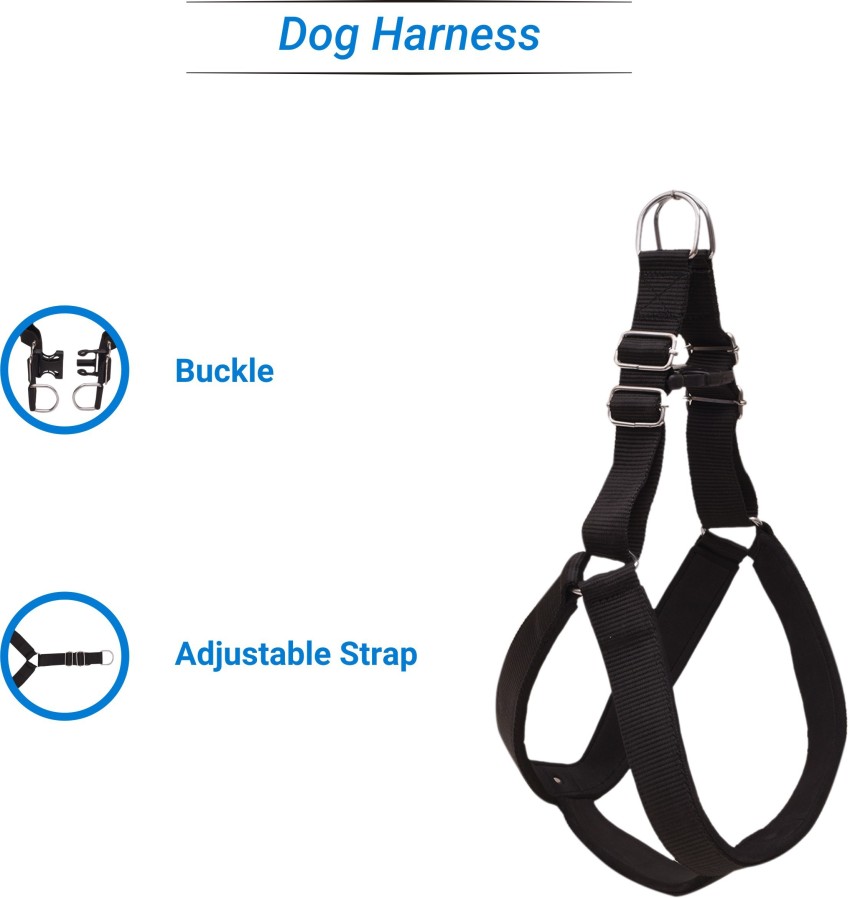 Flipkart SmartBuy Dog Belt 1 inch Black Padded Dog Body Harness Adjustable Chest Size 21 29 inch Dog Standard Harness Price in India Buy Flipkart SmartBuy Dog Belt 1 inch