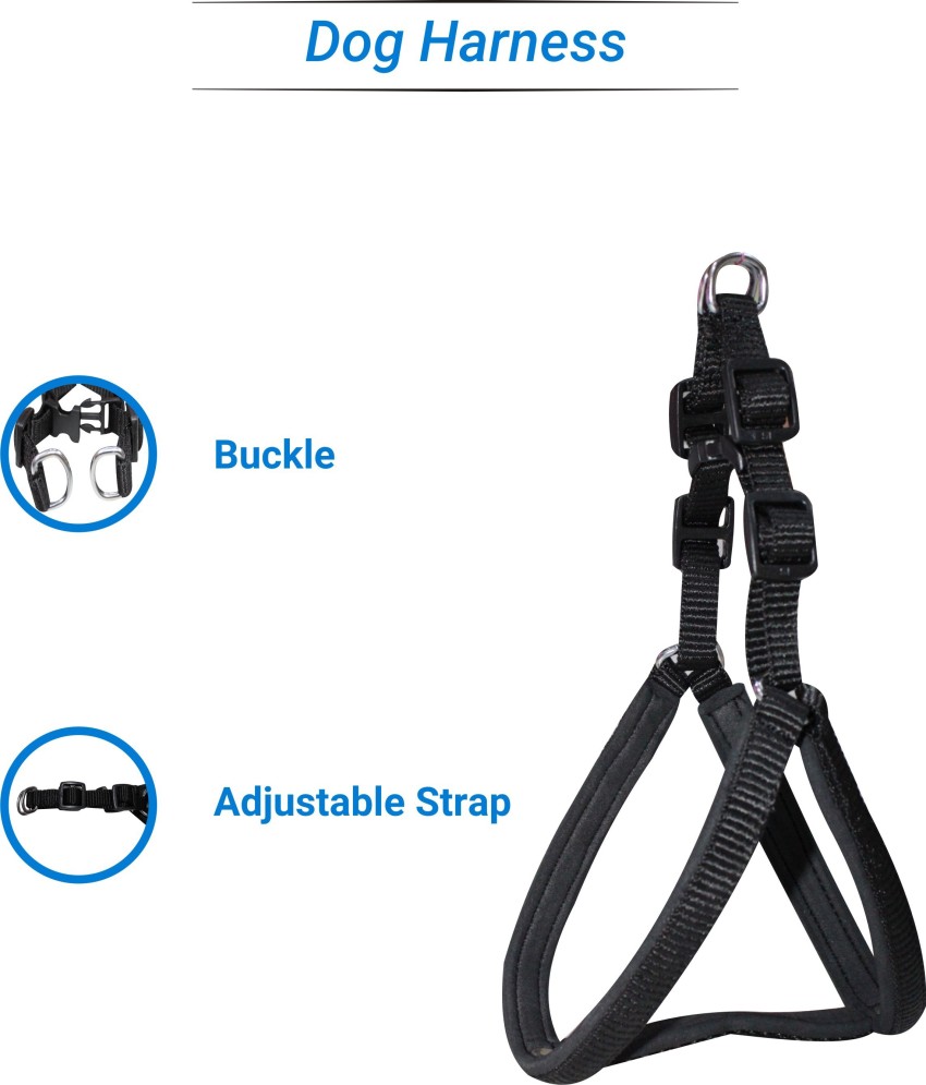 Flipkart SmartBuy Dog Belt Combo of 1 2 inch Padded Black Puppy Body Harness with Soft Handle Padded Black Dog Leash Specially for Small Dogs Adjustable Chest Size 13 19 inch Dog