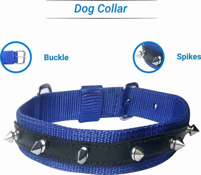 Flipkart SmartBuy Dog Belt Combo of 1 inch Blue Dog Spike Collar with Dog Chain Adjustable Collar Neck Size 40 49cm Dog Collar Chain Price in India Buy Flipkart