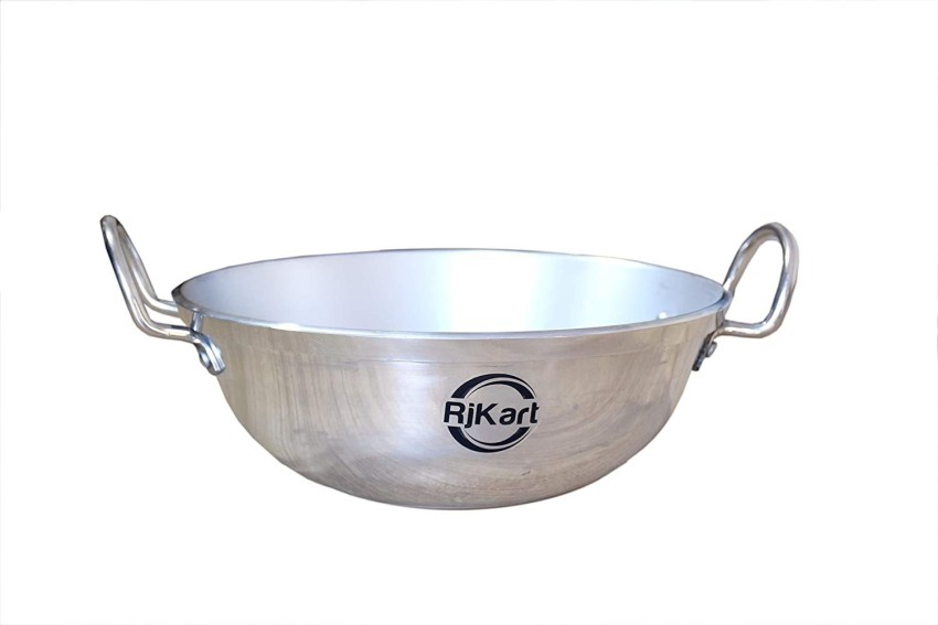 PTR Aluminum Kadai Frying Pan Cooking for Kitchen Silver (1 Litre)