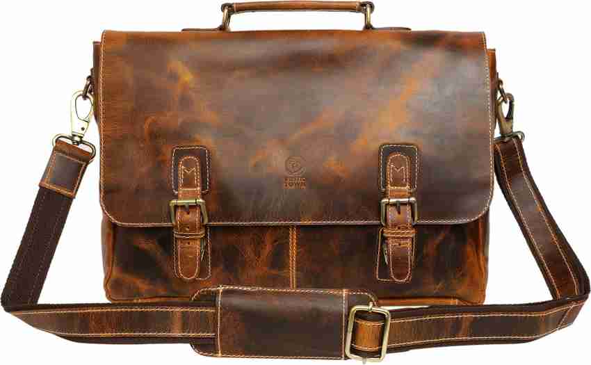 Rustic Town Brown Messenger Bag Vintage Leather 15 Inch Crossbody Messenger Satchel Bag brown Price in India Flipkart