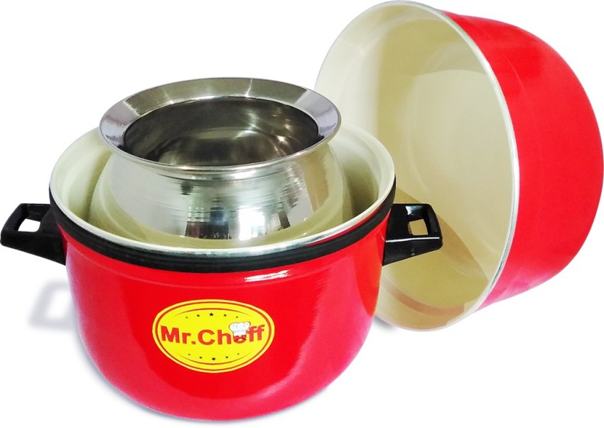 Mr. Cheff Choodarapetty Thermal Rice Cooker with SS Pot 1Kg Aluminium Steamer Price in India Buy Mr. Cheff Choodarapetty Thermal Rice Cooker with SS Pot 1Kg Aluminium Steamer online at Flipkart