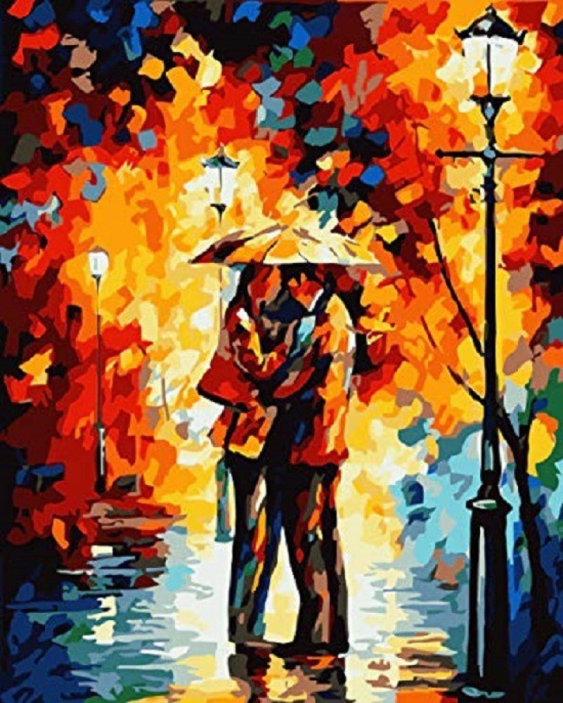 GEEKMONKEY DIY Oil Paintings by Number, Oil Paint by Numbers kit, Framed  Modern Painting (Couple & Umbrella 40 * 50cm) Oil 19.5 inch x 15.5 inch  Painting Price in India - Buy
