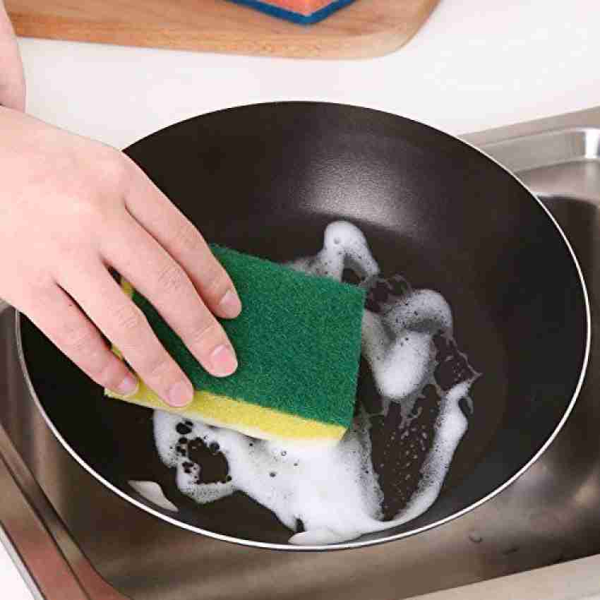 20 Count Cleaning Scrub Sponges for Kitchen, Dishes, Bathroom, Car Wash, One Scouring Scrubbing One Absorbent Side, Abrasive Scrubber Sponge Dish Pads