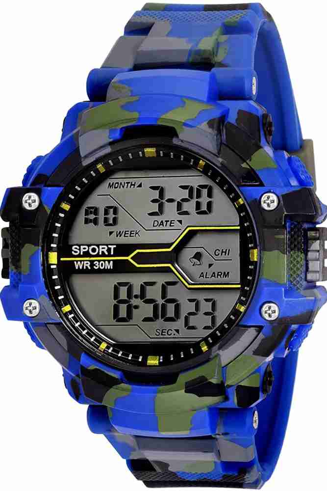 Shock G SHCOK CASIQIT ARMY BLUE GREEN SPORTS DIGITAL CHRONOGRAPH