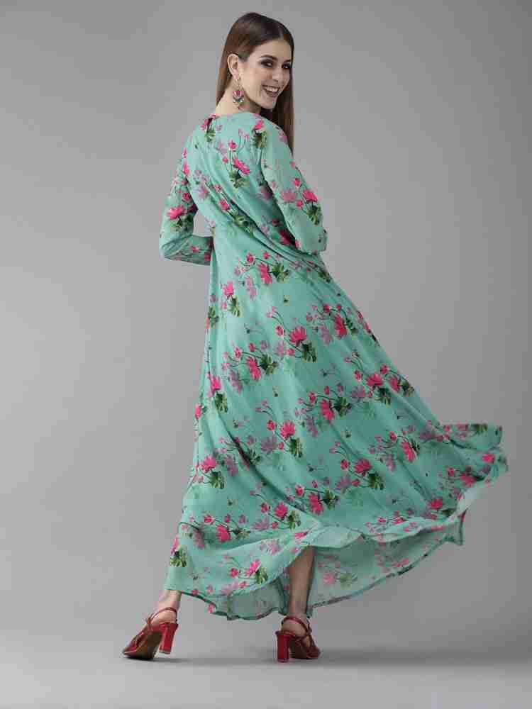 Aks maxi dress sea green sale