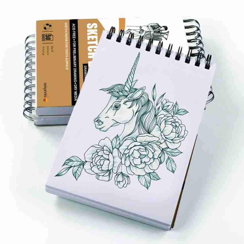 Bellofy 2 Large Sketchbook Drawing Paper Pads - 11x14 inch - Artist Sketch Pads with | 64lb 95gsm Top Spiral Sketching & Drawing
