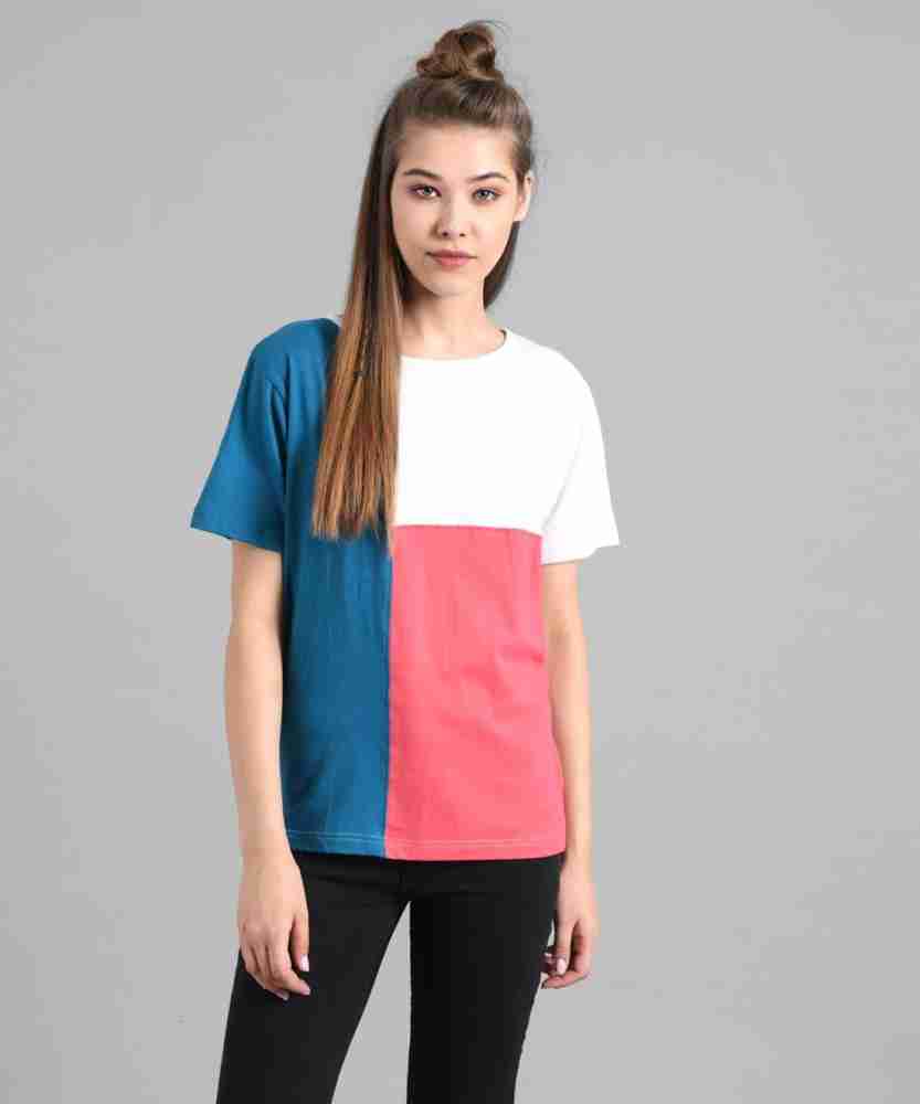 KOTTY Colorblock Women Round Neck Multicolor T-Shirt - Buy