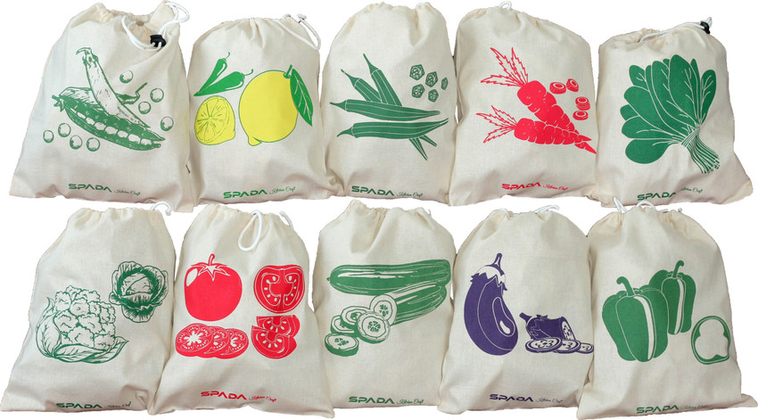 SPADA Vegetable Bag for fridge Printed Designer with Drawstring