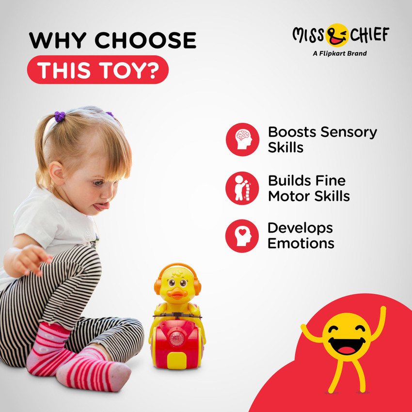 Miss Chief Space Duck 350 degree Bump and Go toy with Light and
