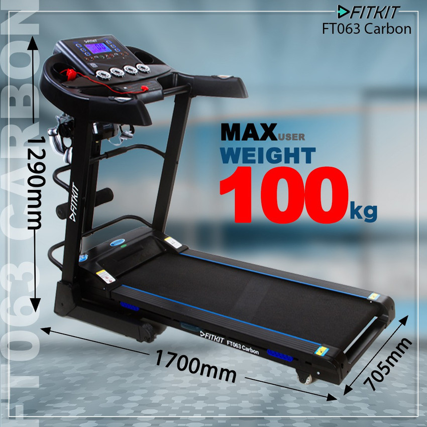 FITKIT by Cultsport FT063 Carbon 7 in 1 Auto Incline Motorized Multifunctional with Diet Plan and Installation Services Treadmill