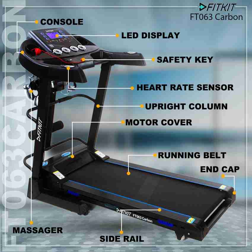 FITKIT by Cultsport FT063 Carbon 7 in 1 Auto Incline Motorized Multifunctional with Diet Plan and Installation Services Treadmill