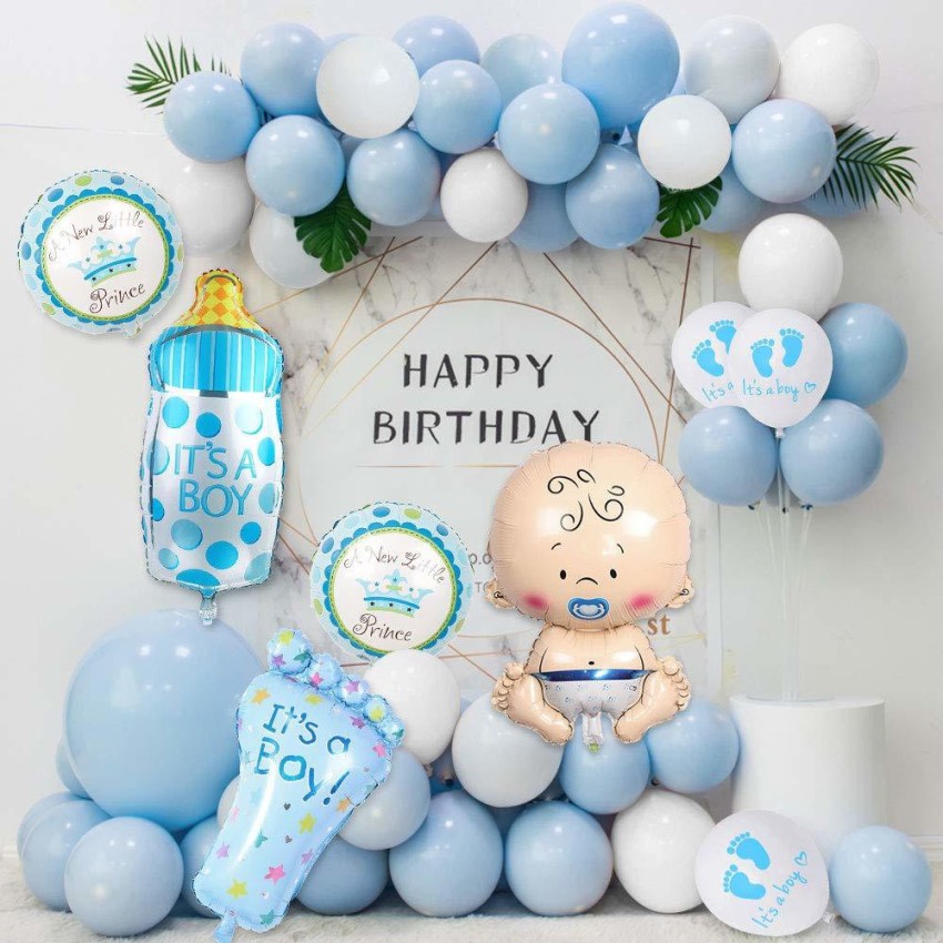 Blue Panda 43 Pieces Baby Boy Balloons, Baby Shower Decorations, Blue