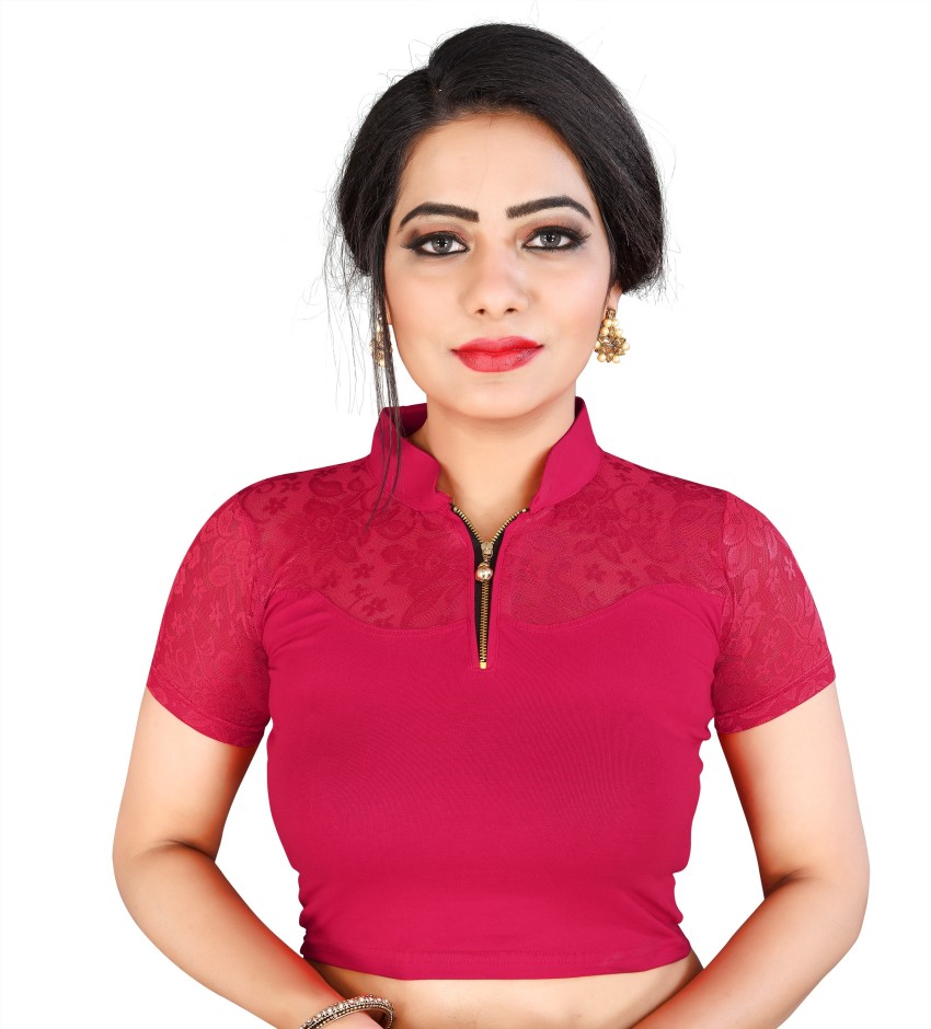 Band collar neck deals blouse designs