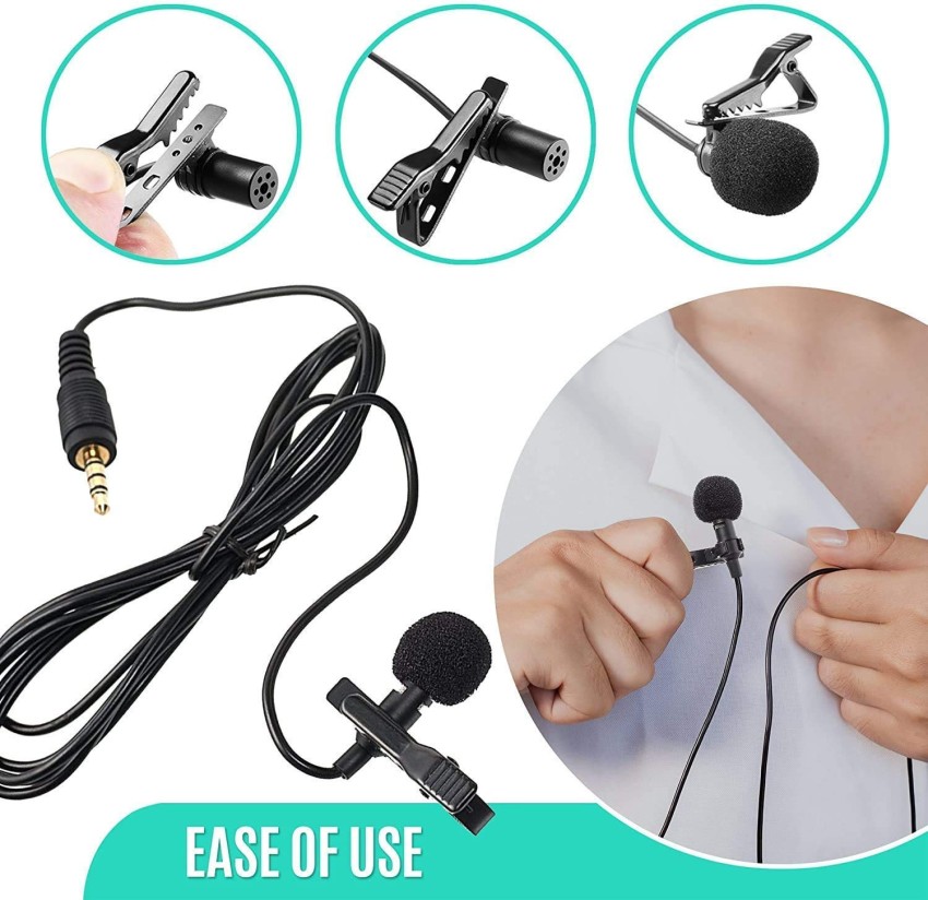 New Clip On Lapel Microphone Hands Free Wired Condenser Mini Lavalier Mic  3.5mm