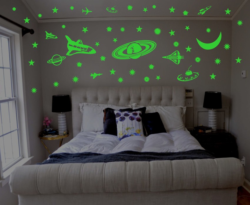 DreamKraft 25 cm Glow in the Dark Galaxy of Stars with Moon Radium Night Wall  Stickers Self Adhesive Sticker Price in India - Buy DreamKraft 25 cm Glow  in the Dark Galaxy