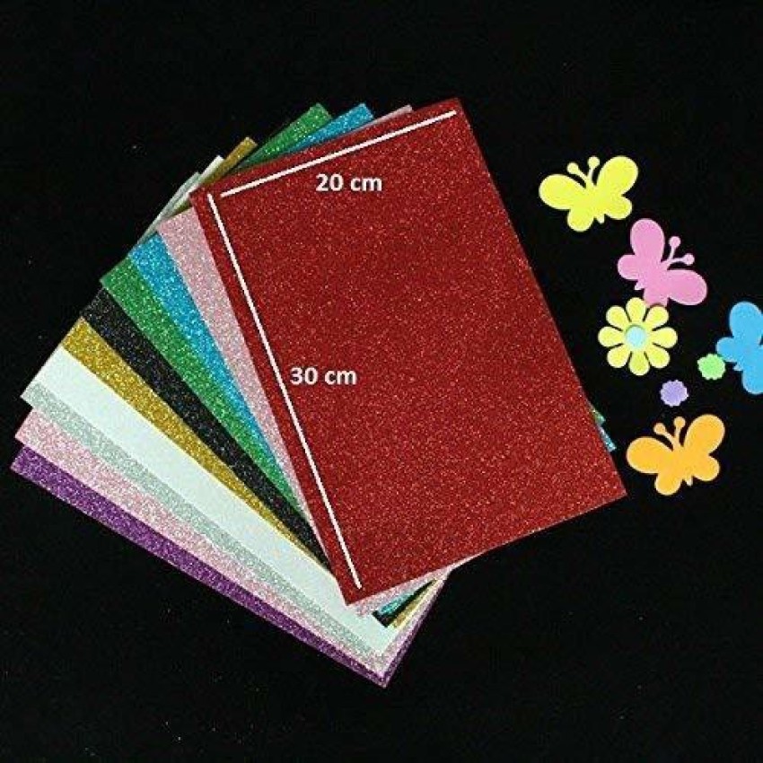 KALBI Multicolor Art & Craft Glitter Foam Sheet Paper - A4 Size