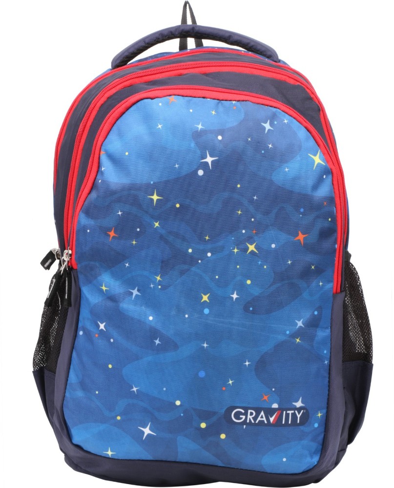 GRAVITY School Midnight Sky Bag Backpack 18 inch waterproof High Quality Polyester Fabric for Kids Boys Girls I 36 Litre Capacity I 3 Compartments