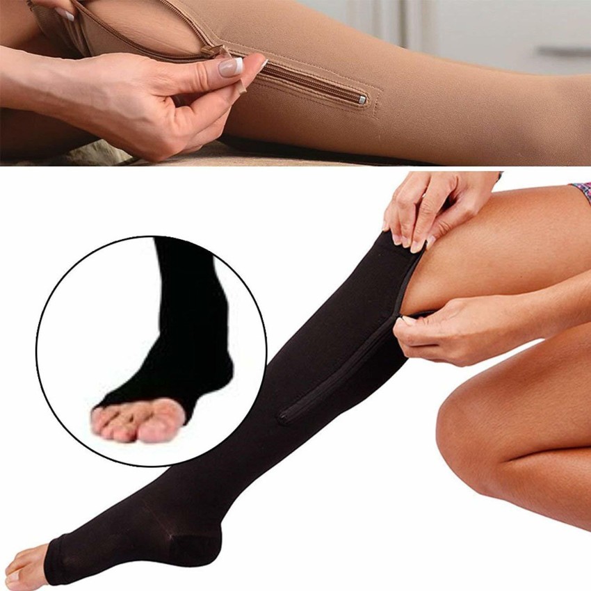 Buy Laxvila India Women's Medical Zipper Compression Socks With Leg Support  Open Toe Ankle 1 pair Foot Support Online at Best Prices in India - Fitness