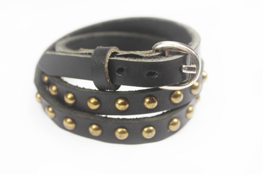 Black Leather Studded Bracelet