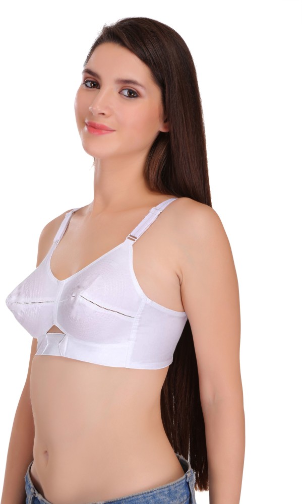 Buy Featherline Women White Solid Pure Cotton Minimiser Bra (44B