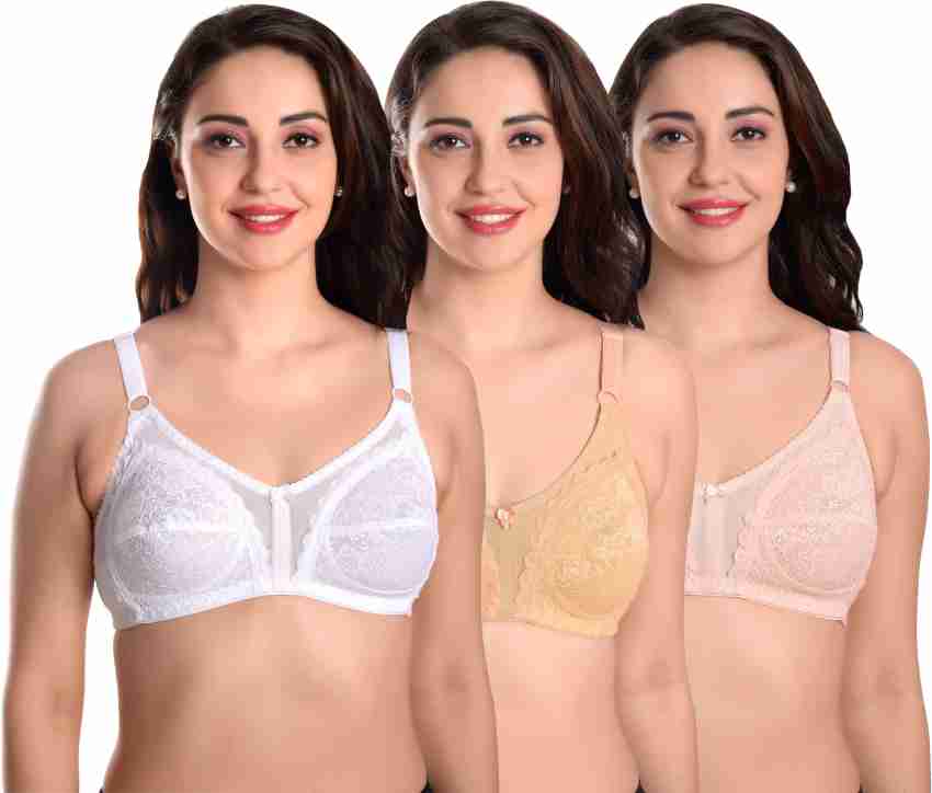 Buy Featherline Women pink Lace Pack of 3 Bra ( 44D ) Online at