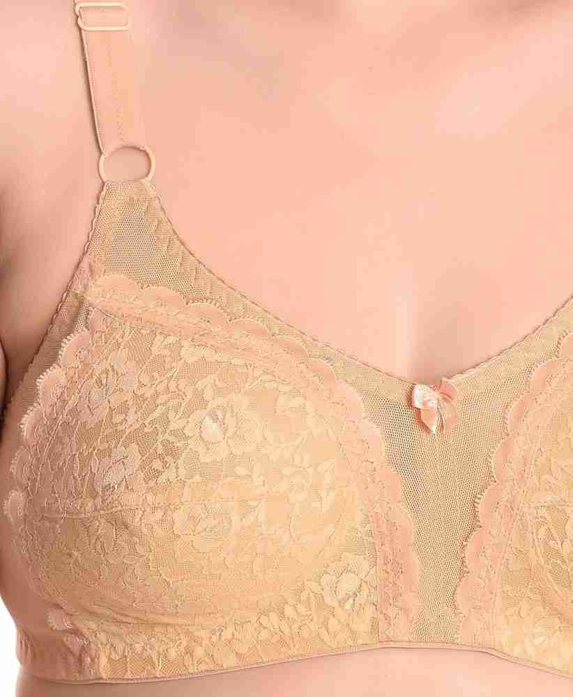 Featherline Women Multicolor Floral Lace Pack of 3 Non-Padded Bra (44C)