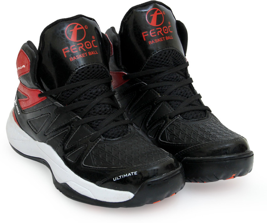 FEROC Black Red Power Play Memory Foam Insole Basketball Shoes For Men