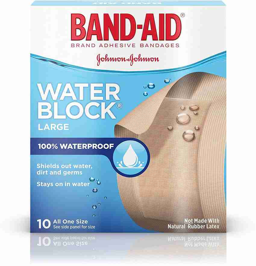 BAND AID 100 Waterproof Large Brand Water Block Plus Waterproof