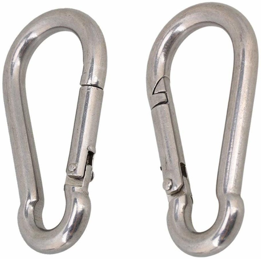 Performore 2 1/4 Inches Stainless Steel Safety Spring Snap Hook Carabiner,  Multi-Purpose Heavy Duty Stainless Steel Carabiner Clips for Keys Swing Set