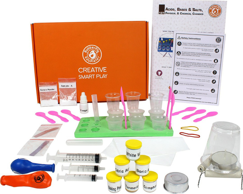 Butterfly FIelds STEM Chemistry Kit for Kids 11 12 13 year old Boys Girls 4in1 Magic Camphor Heating Balloon inflation Litmus Testing Lab