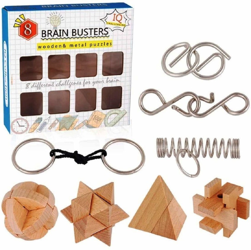 b.h.fashion 8 Wooden & Metal Puzzle for Kids, Wooden 3D Puzzle Games Set  Brain Games for Kids-Set of 8 Pcs - 8 Wooden & Metal Puzzle for Kids,  Wooden 3D Puzzle Games