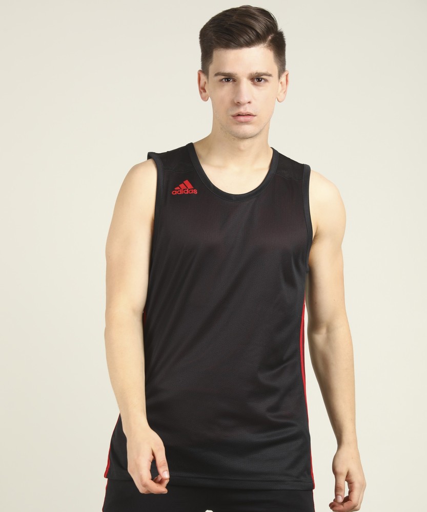 ADIDAS Self Design Men Round Neck Black T-Shirt - Buy ADIDAS Self