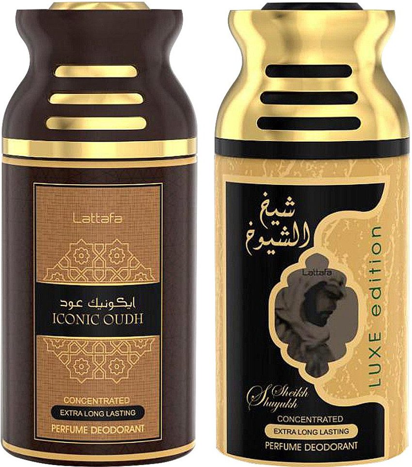 Lattafa Iconic Oudh and Sheikh Al Shuyukh Luxe Edition Perfumed Body Spray Perfume Body Spray For Men Women